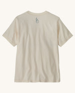 Patagona kids organic cotton short sleeve t-shirt in cream with small bird graphic on upper back