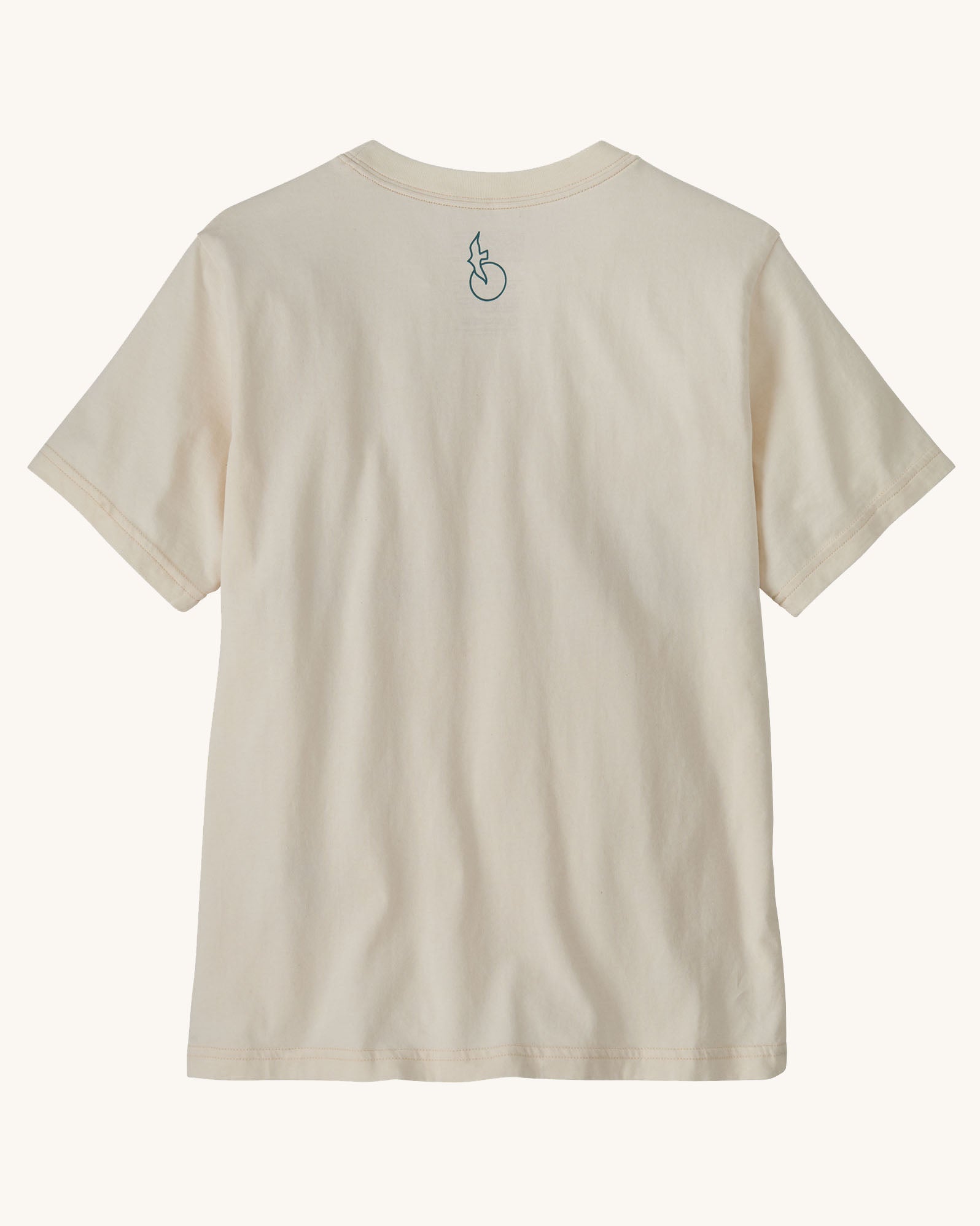 Patagona kids organic cotton short sleeve t-shirt in cream with small bird graphic on upper back