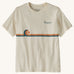 Patagona kids organic cotton short sleeve t-shirt in cream with wave stripe graphic on upper body and brand text on chest