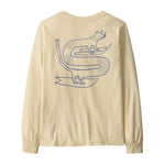 Patagonia kids long sleeve graphic top in skisel/undyed natural available at Babipur. showing the cool animal graphic on the back