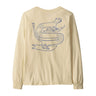 Patagonia kids long sleeve graphic top in skisel/undyed natural available at Babipur. showing the cool animal graphic on the back