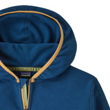 Patagonia kids micro d snap t fleece in cascade green available at Babipur showing the hood detail