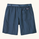 Patagonia kid's outdoor everyday 6 inch shorts in dark blue showing a back pocket with velcro tab