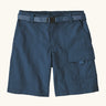 Patagonia kid's outdoor everyday 6 inch shorts in dark blue quick release buckle belt.