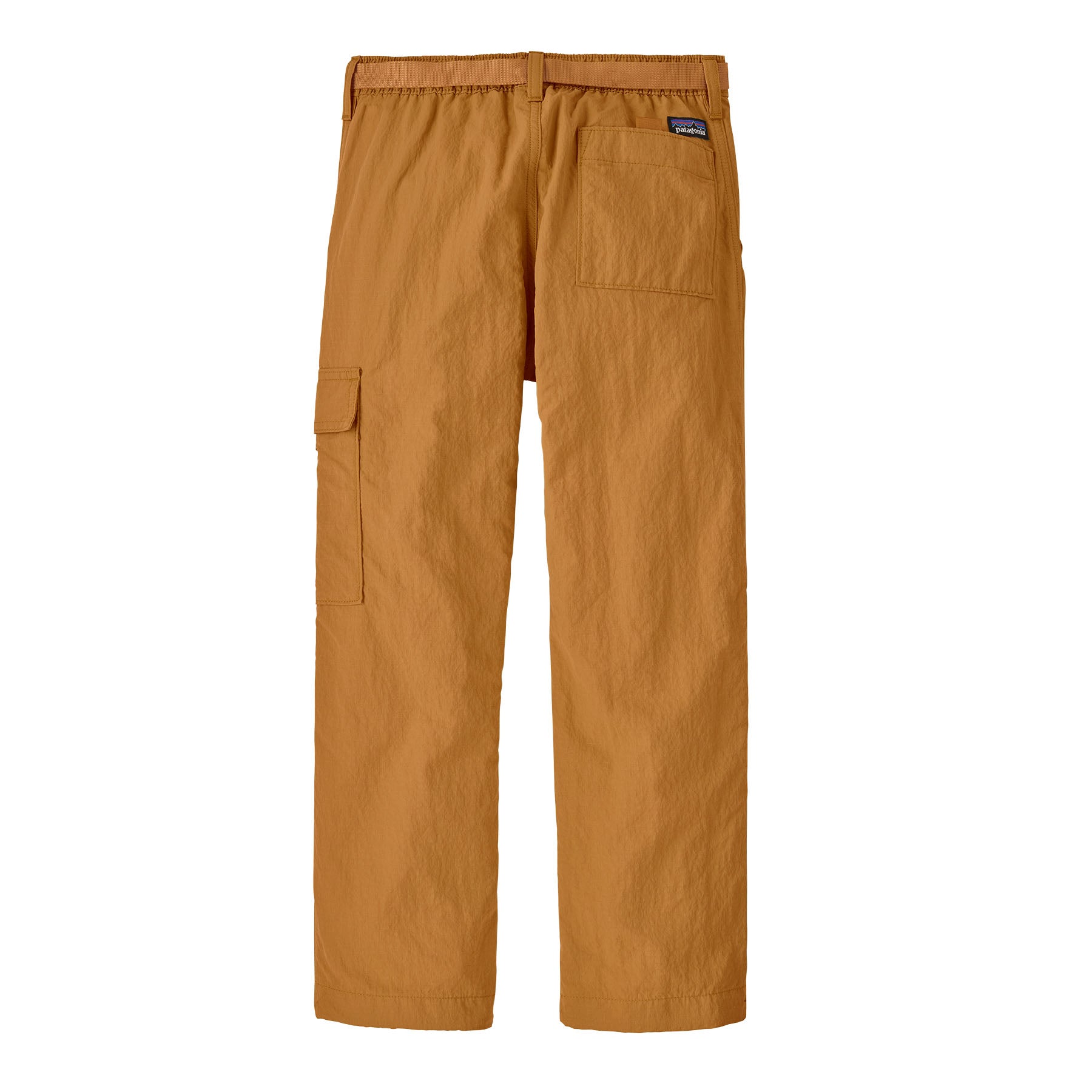 Patagonia kids outdoor everyday pants in talon gold available at Babipur showing the handy back pocket