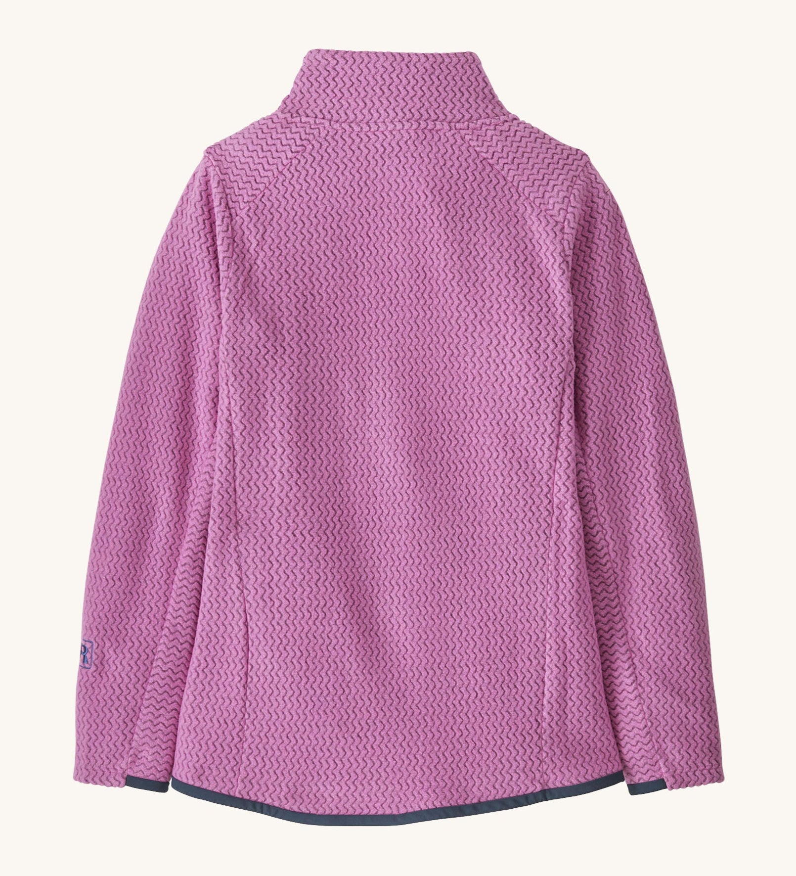 The back of the Patagonia air full zip jacket in vibrant purple colour available at Babipur.