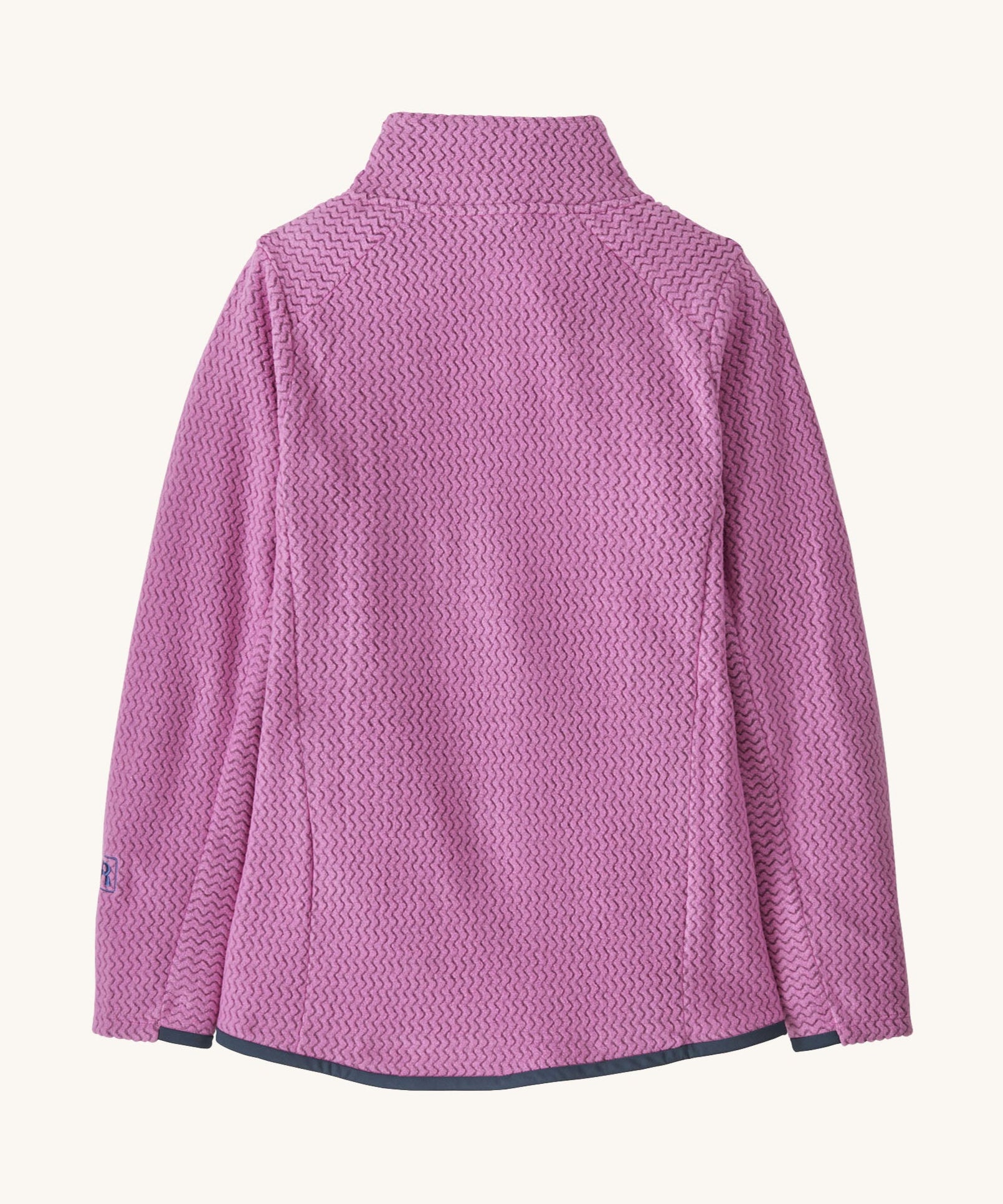The back of the Patagonia air full zip jacket in vibrant purple colour available at Babipur.
