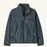 Patagonia Kids Retro Pile Jacket in Summit Blue. Slate fleece body with three zip pockets and darker binding.