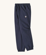 A side image of the Patagonia Kids Sweatpants in a Fitz Roy Icon New Navy colour way available at Babipur. 