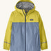 The Patagonia Little Kids Torrentshell 3L Waterproof Jacket in nearly green available at Babipur. A waterproof jacket in a yellow/grey and grey colourblock design. Features a full length zip, 2 side pockets and a reflective strip on the cuffs