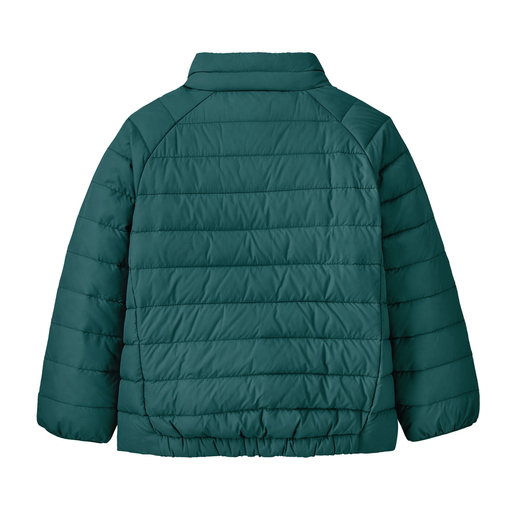 The back of the Patagonia little kids down sweater in cascade green available at Babipur.