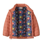 Patagonia little kids down sweater in moment pink available at Babipur showing the retro design on the inside liner