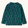 Patagonia 100% recycled polyester little kids micro d pullover jumper in navy with a repeating teal penguin design