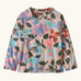 Patagonia 100% recycled polyester little kids micro d pullover jumper in pale pink with a repeating retro floral design