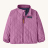 Patagonia Little Kids Nano Puff Jacket  in brisk purple available at Babipur. A vibrant and lightweight jacket with a turned up collar and a full length zip feature.