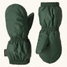 Patagonia little kids insulated and water repellent puff mittens in canopy green made from 100% recycled polyester with elastic wrists