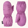 Patagonia little kids puff mitts in brisk purple available at Babipur. 100% recycled polyester mittens in bright purple with elasticated cuffs for a snug fit. 