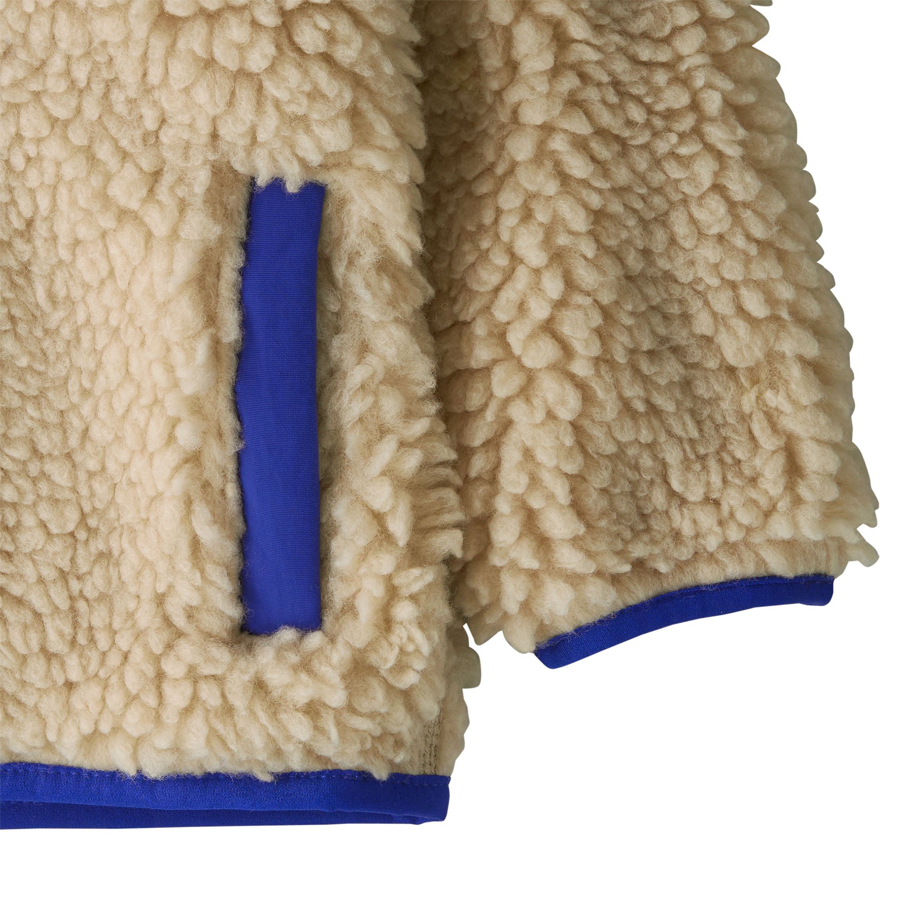 Patagonia little kids retro x hoody in dark natural available at Babipur showing side pocket and cuff 