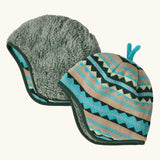 Patagonia baby cosy reversible beanie hat in diamond stripe/snowmelt made from 100% recycled polyester outer and inner 