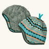 Patagonia baby cosy reversible beanie hat in diamond stripe/snowmelt made from 100% recycled polyester outer and inner 