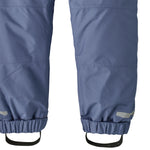 A close up of the Patagonia Baby Snow Pile Bibs in a  brisk purple available at Babipur showing the foot strap detail