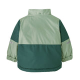 The back of the Patagonia little kids snow pile jacket in ellwood green available at Babipur