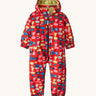 Patagonia little kids snow pile one piece in forest being/sizzle red available at Babipur. A 100% recycled polyester thick all in one suit in red with retro geometric shapes. Features elasticated cuffs and band for a secure fit