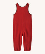 Back of Patagonia Little Kids Synchilla Fleece Dungarees in Amanita Red, warm cosy overalls for babies, for sale at Babipur.