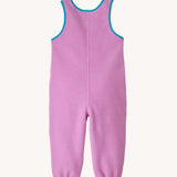 Back of Little Kids Synchilla Fleece Dungarees by Patagonia in Brisk Purple, warm cosy overalls for babies, buy now at Babipur.