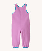 Back of Little Kids Synchilla Fleece Dungarees by Patagonia in Brisk Purple, warm cosy overalls for babies, buy now at Babipur.