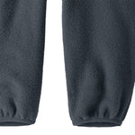 Patagonia little kids synchilla fleece dungarees in smolder blue available at Babipur showing the elasticated leg cuff detail