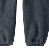 Patagonia little kids synchilla fleece dungarees in smolder blue available at Babipur showing the elasticated leg cuff detail