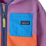 Patagonia little kids synchilla hoody in brisk purple available at Babipur showing blue chest pocket detail