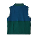 The back of the Patagonia little kids synchilla vest in clement blue available at Babipur 