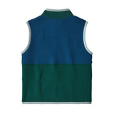 The back of the Patagonia little kids synchilla vest in clement blue available at Babipur 