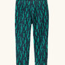 Patagonia 100% recycled polyester little kids micro d bottoms navy with a repeating teal penguin design
