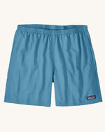 Patagonia quick drying men's baggies shorts in light blue. Shows 2 side pockets