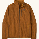 Patagonia men's lightweight better sweater jacket in cinnamon brown. Features full front zip, chest and side pockets.