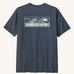 Patagonia men's boardshort responsibili tee in summit blue. Shows a blue wave brand logo on the upper back