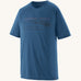 Patagonia men's capilene trail short sleeve t-shirt in blue with mountain outline graphic on upper body