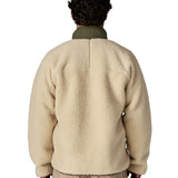 The back of the Patagonia classic retro x jacket in natural/green available at Babipur. 