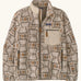 Patagonia Men’s Classic Retro-X Fleece Jacket in beige with repeating warm patterns. Features a full front zip, chest and side pockets