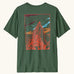Patagonia men's cloud crag short sleeve t-shirt in canopy green with a large minimalistic geometric mountain ridge print on the back