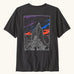 Patagonia men's cloud crag short sleeve t-shirt in black with a large minimalistic geometric mountain ridge print on the back