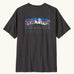 Patagonia men's fitz roy foothills short sleeve t-shirt in black  showing a large mountain branded print on the upper back. 