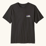 Patagonia men's 100% organic cotton 73 skyline t-shirt in black with a small mountain range logo on the chest
