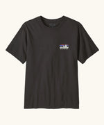 Patagonia men's 100% organic cotton 73 skyline t-shirt in black with a small mountain range logo on the chest