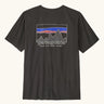 Patagonia men's 100% organic cotton 73 skyline t-shirt in black with a mountain range logo on the upper back