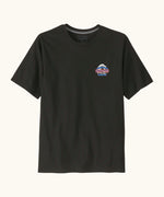 Patagonia men's great waves responsibili short sleeve shirt in black with a small wave logo on the chest