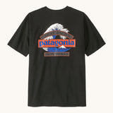 Patagonia men's great waves responsibili short sleeve shirt in black with a large wave logo on the upper body